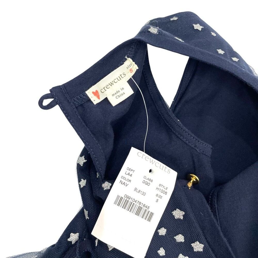 NEW Crewcuts tulle star print tiered dress Size‎ 5 navy blue - Picture 4 of 7